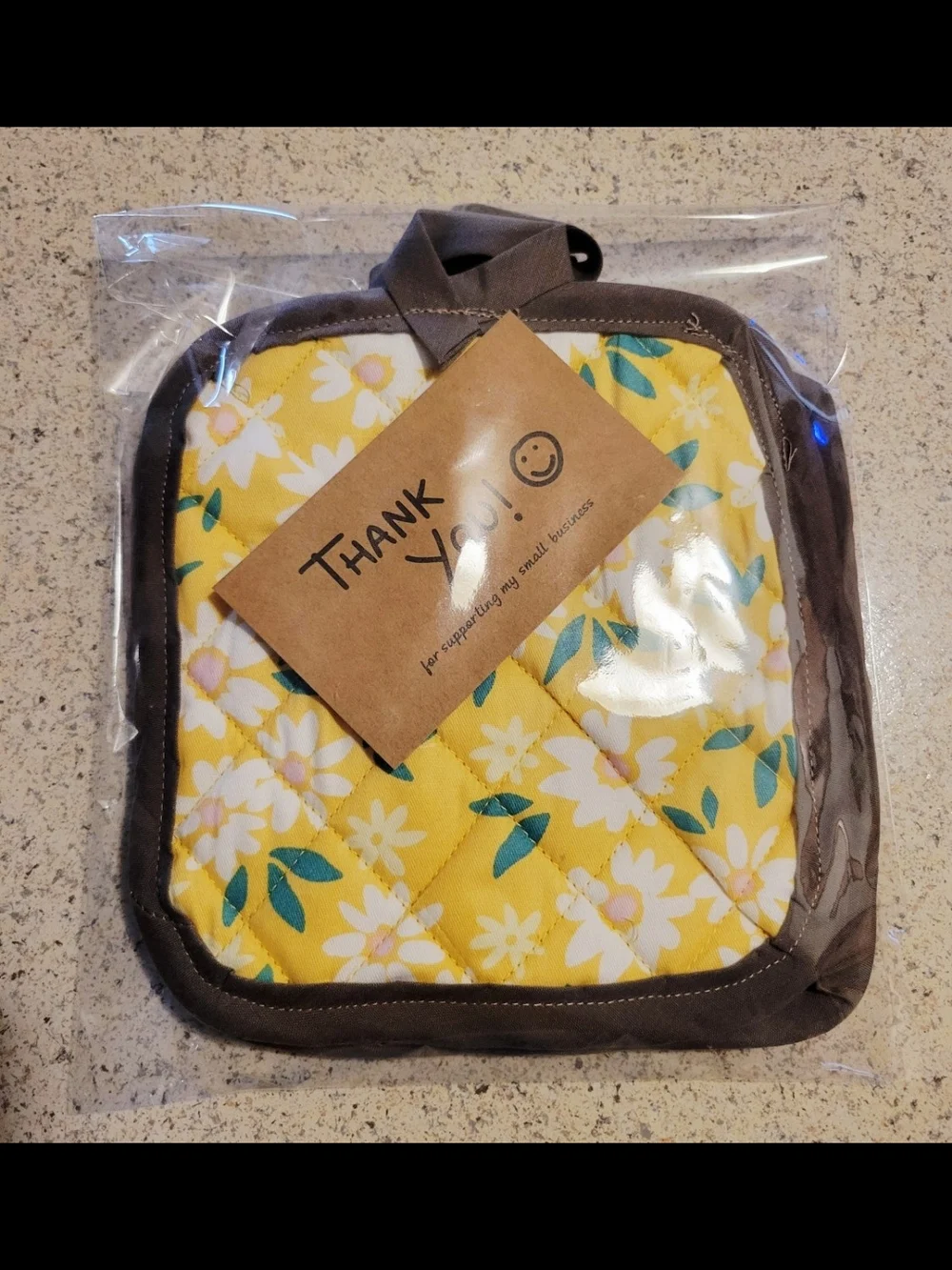 Yellow Floral Quilted Pot Holder - Women's Bags Accessory